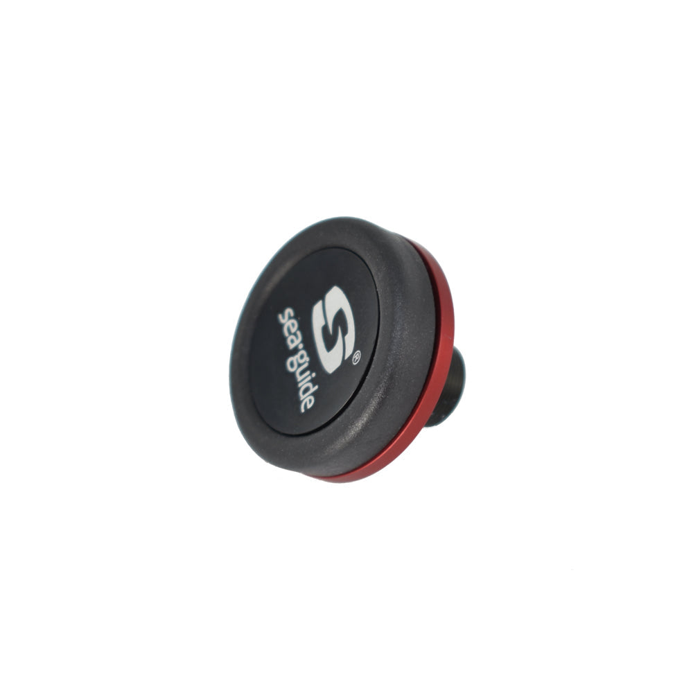 Black Seaguide butt cap with red outer ring and front logo