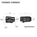 Carbon fiber spinning reel seat with size diagram showing OD and ID dimensions