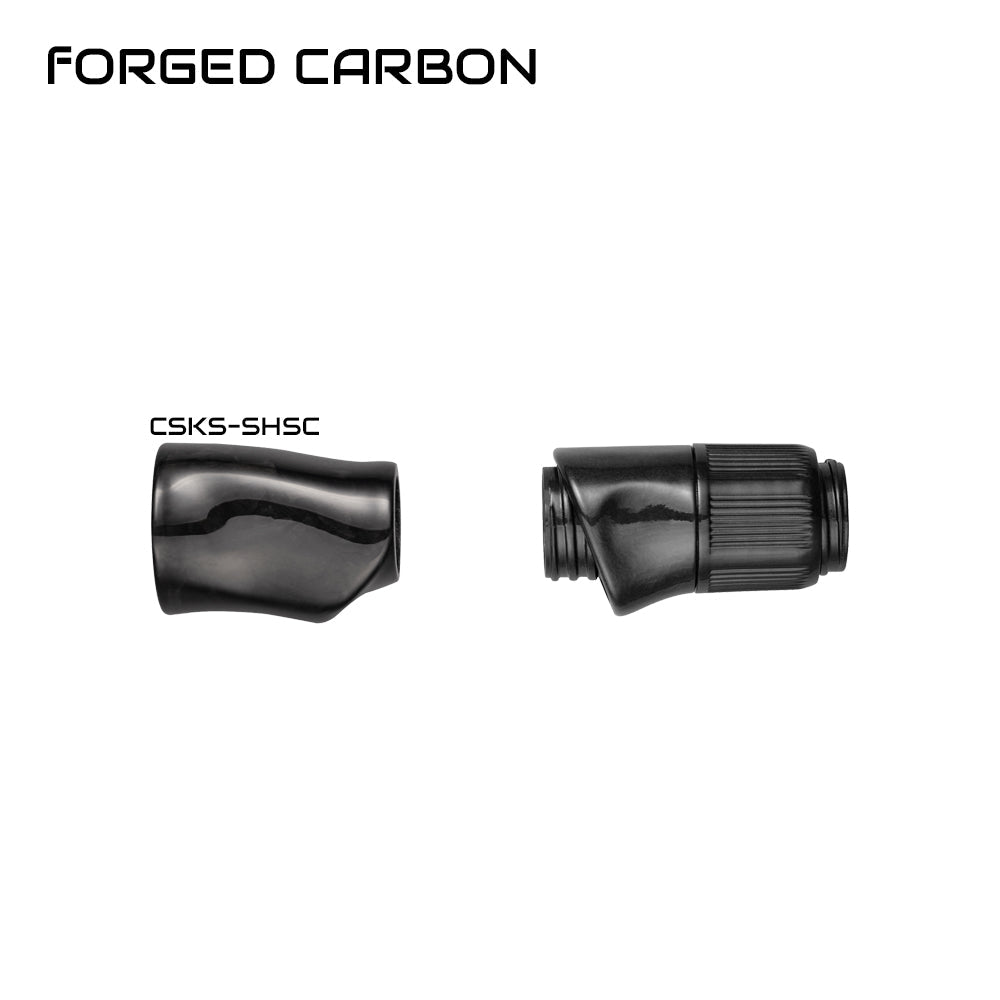 Carbon fiber spinning reel seat hood and nut, black