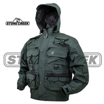 Frogg Toggs Cascades sportsman's pack jacket, dark green with black-lined hood