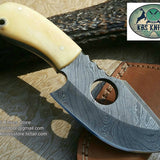Finger Hole Damascus Skinning Knife