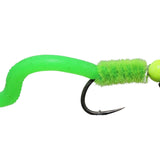 Tungsten Bead Head Squirmy Worm, Size 12 | Chartreuse | Qty. 6 | Wild Water Fly Fishing