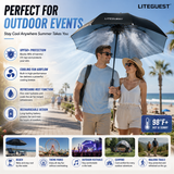LITEGUEST Cooling Fan Umbrella | Mist Spray & UPF50+ Protection