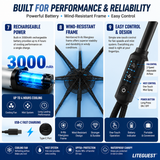LITEGUEST Cooling Fan Umbrella | Mist Spray & UPF50+ Protection