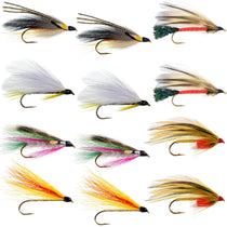 Trout wet fly streamer flies assortment, multicolor feather streamer flies with barbed hooks