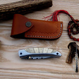 Everyday Carry Damascus Steel Pocket Knife - Bone and Steel Elegance