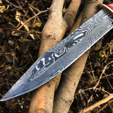 Real Bowie Knife for Sale – Custom Handmade Damascus Steel Blade with Walnut Wood Handle, Brass Guard & Leather Sheath | 14-Inch Hunting Knife – KBS Knives