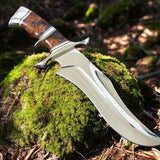 Combat Bowie Knife - 10" D2 Steel with Rosewood Handle & Double Steel Finger Guard