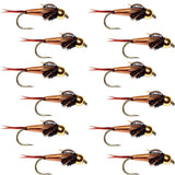 Bead Head Copper John Nymph 1 Dozen Fly Fishing Flies - Hook Size 14