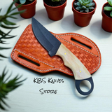 Cowboy Knife with Sheath for Belt – Bone Handle & J2 Steel