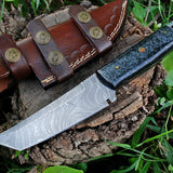 Custom Handmade Damascus Steel Tanto Hunting Knife