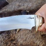 Custom Handmade Hunting Bowie Knife with D2 Steel Blade and Rosewood Handle - 12 Inches