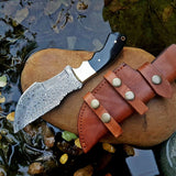 Custom Handcrafted Raindrops Damascus Steel Tops Tom Brown Tracker Knife - Ideal for Survival, Camping & Tactical Use | KBS Knives