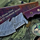Custom Handcrafted Damascus Steel Tops Tracker Knife - Ideal for Survival, Camping & Tactical Use | KBS Knives