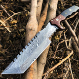 Custom Handcrafted Damascus Steel Tanto Tactical Tracker Knife - Ideal for Survival, Camping & Tactical Use | KBS Knives
