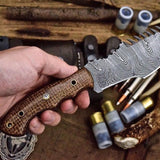 Custom Handcrafted Damascus Steel Tom Brown Tracker Knife - Ideal for Survival, Camping & Tactical Use | KBS Knives
