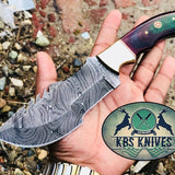Custom Handcrafted Damascus Steel Tom Brown Tracker Knife - Ideal for Survival, Camping & Tactical Use | KBS Knives