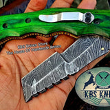 Custom Handcrafted Damascus Steel Tops Tanto Tactical Tracker Folding Knife - Ideal for Survival, Camping & Tactical Use | KBS Knives