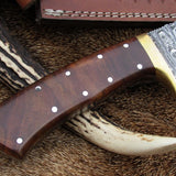 Full Tang Hunter Bowie Knife with Custom Handcrafted Damascus Steel Blade & Rosewood Handle - 17 Inches