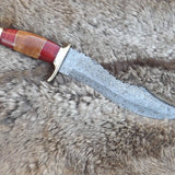 Custom Handmade Ironclad Bowie Knife with Raindrops Damascus Steel Blade and Olive Wood Handle - 15 Inches