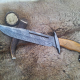Rambo Knife for Sale - Custom Handmade Damascus Bowie with Olivewood Handle