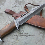 Rambo Knife – Handmade 17" Damascus Steel Blade with Blood Groove & Rosewood Handle