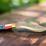Custom Kukri Damascus Knife | Texas Flag Handle