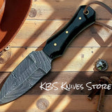 Custom 3 Inch Cowboy Boot Knife - Damascus Steel with African Water Buffalo Horn Handle