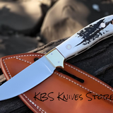 Custom 3.5 Inch Cowboy Knifes - D2 Steel Blade with Antler Horn Handle