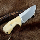 Compact D2 Steel Field Dressing Deer Skinning Knife – 6.5 Inch Blade with Bone Handle