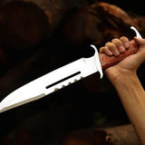 Professional Rambo Bowie Knife - 12" D2 Steel with Exotic Red Wood Handle & Steel Guards