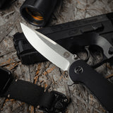 The Straight Back Folding Pocket Knife Giftset for Men and Women (Black and Blue)