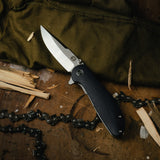 The Straight Back Folding Pocket Knife Giftset for Men and Women (Silver and Black)