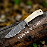 Damascus Steel Hunting Knife with Bone Handle – 10 Inch