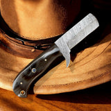 Premium Damascus Bull Cutter - 7" Damascus Steel with African Water Buffalo Horn Handle