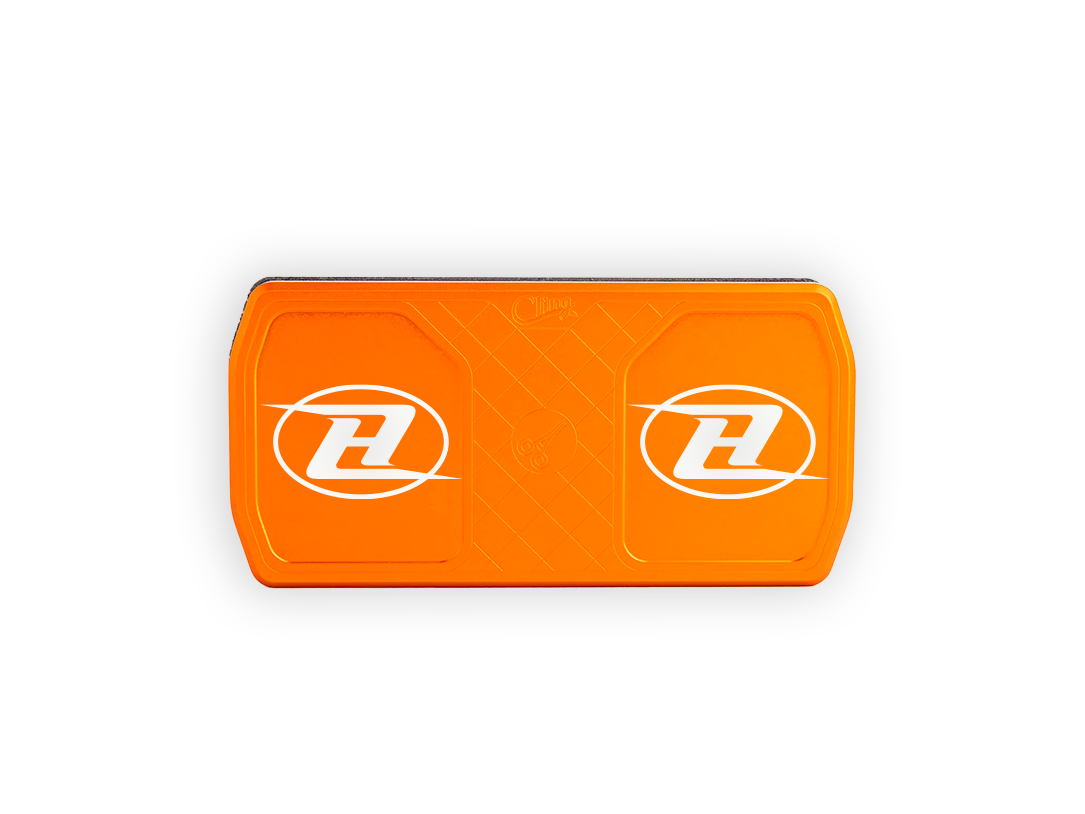 Cling Delta tray, bright orange with two side logos and embossed diamond texture
