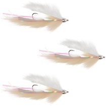 Flesh and cream streamer fishing fly with white wings and pink accents, hook size 4