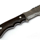 Custom Handcrafted Damascus Steel Tom Brown Tracker Knife - 10" Rosewood Handle with Horizontal Leather Sheath | Survival, Camping, Tactical | KBS Knives