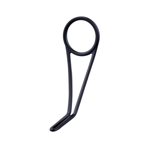 Single-foot fishing line guide with black frame and black ring