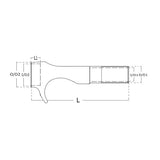 SEAGUIDE casting reel seat technical line diagram with length and diameter callouts