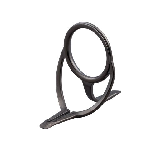Double-foot rod guide with oval ring, black frame and metallic inner ring