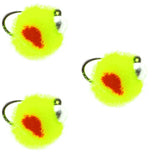 3 Pack Tungsten Bead Tactical Euro Hot Chartreuse Jig Egg Flies - Size 14