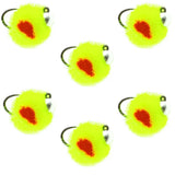 Tungsten Bead Tactical Euro Hot Chartreuse Jig Egg - 6 Flies Size 14
