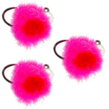 3 Pack Tungsten Bead Tactical Euro Hot Pink Jig Egg Flies - Size 14