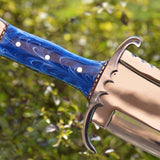 Full Tang Bowie Knife with Leather Sheath for Sale – Custom Handmade Mirror Polished D2 Steel Blade, Epoxy Resin Handle, Steel Guard & Brass Spacers | 17-Inch Hunting Knife – KBS Knives