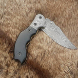 Everyday Carry Custom Handcrafted Damascus Steel Folding Pocket Knife with Buffalo Horn & Damascus Bolster Handle – The Artisan's Touch