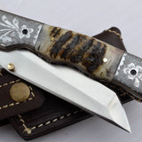 Everyday Carry Custom Handcrafted D2 Steel Tanto Blade Folding Pocket Knife