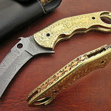Everyday Carry Tiger Claw’s Hand Engraved Damascus Steel Folding Pocket Knife