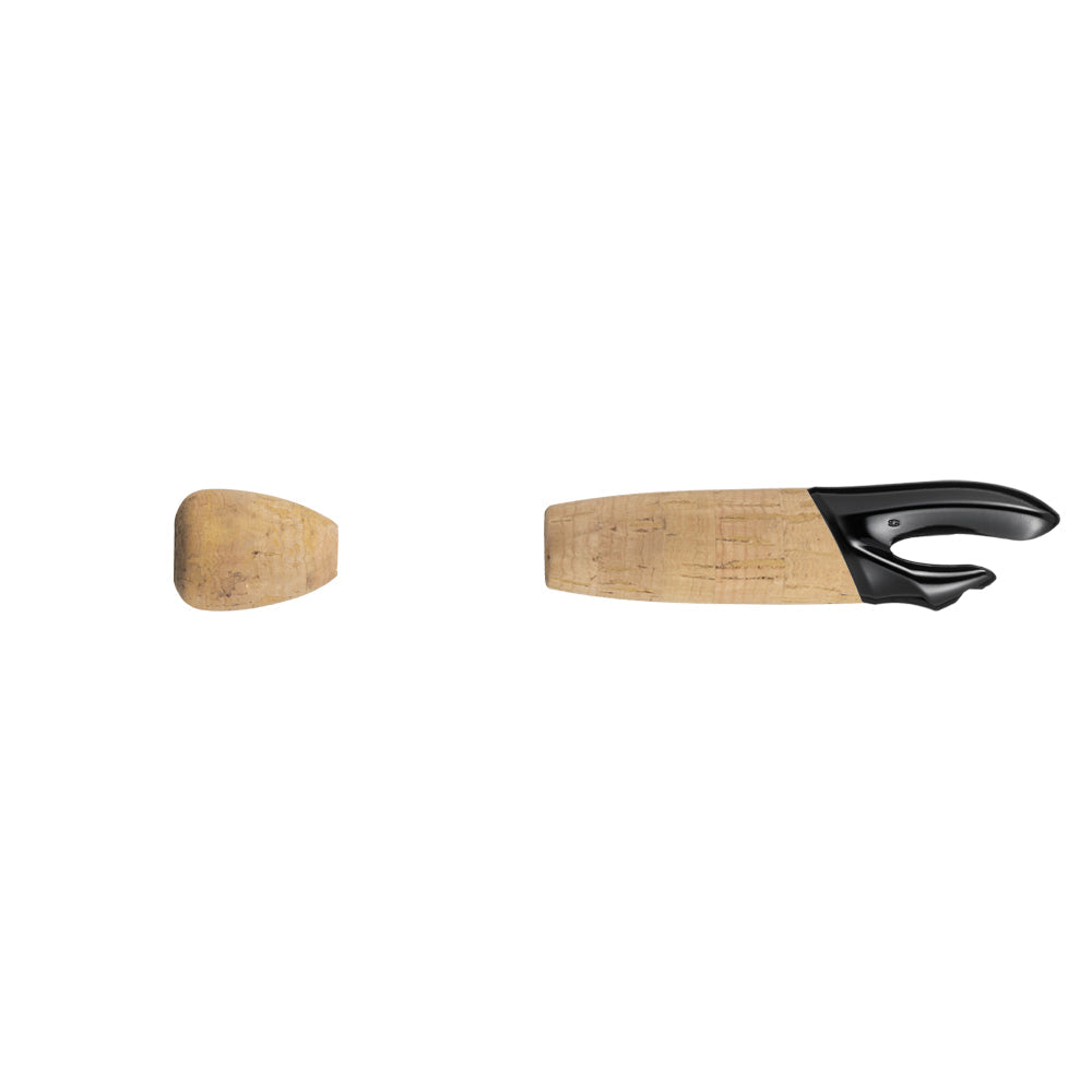 Cork fighting butt grip with black end insert and angled cut