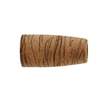 Cork fishing rod fighting butt grip, cylindrical dark brown with vertical striations